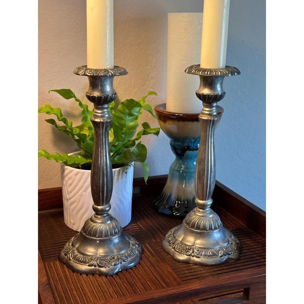 Vintage Godinger Silver Plated Candlestick Holders - Set of 2